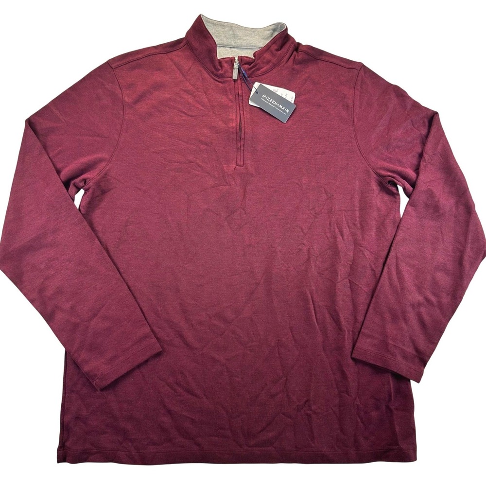 Mizzen+Main Mens ProFlex Quarter Zip Pullover Dark Red Performance Large NEW